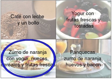 Solución a la adivinanza: el desayuno más completo es zumo de naranja con yogur, nueces, cereales y frutas