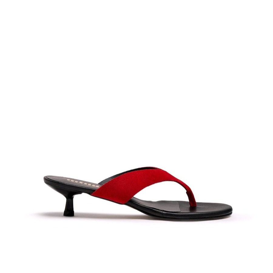 Sandalias de tacón de mujer en piel - Mustang - Rojo

