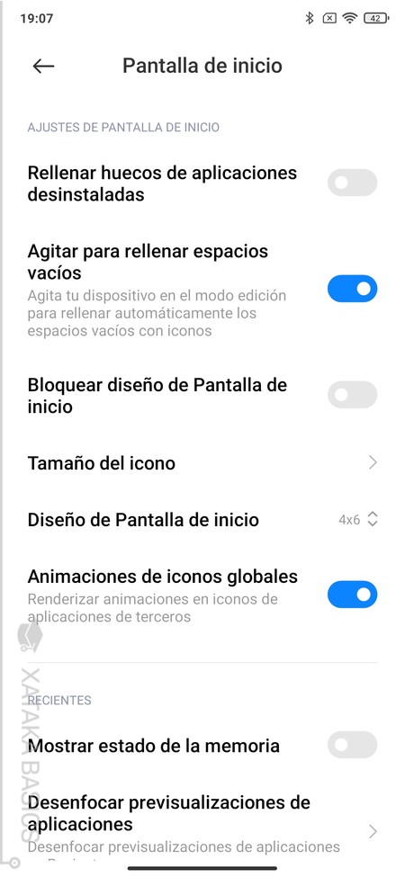 Ajustes Pantalla De Inicio