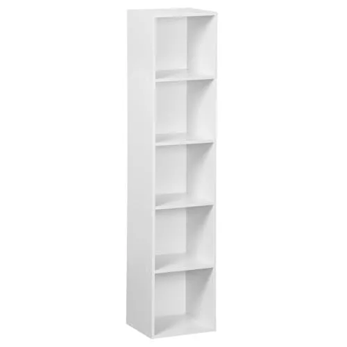 Estantería Cubo con 5 baldas de madera laminada blanca de 132x30x24 cm