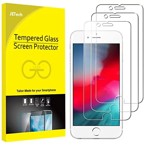JETech Protector de Pantalla Compatible con iPhone SE 2020, iPhone 8, iPhone 7, iPhone 6s, iPhone 6, Cristal Vidrio Templado, 3 Unidades