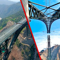 El puente de arco más alto del mundo está en India: un coloso de acero montado como un LEGO sobre un abismo del Himalaya