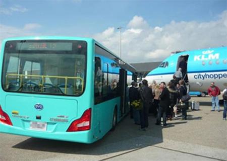 Autobuses de BYD se encargarán de la transferencia de pasajeros en el aeropuerto de Amsterdam