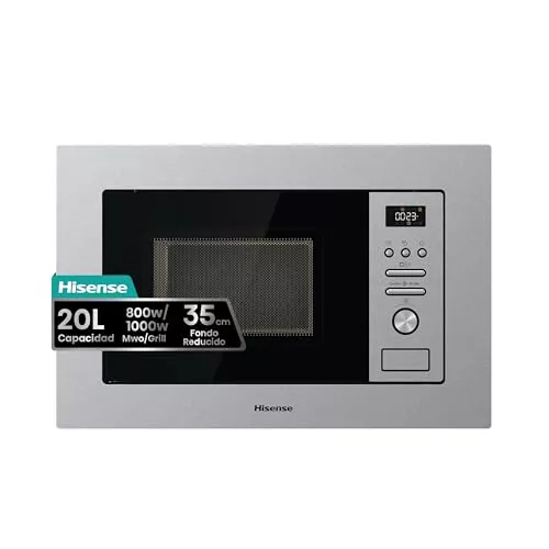 Hisense BIM320G41X - Microondas, Integrable, 20L, 15 Programas Automáticos