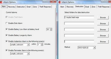 LAlarm, software de protección contra el robo de portátiles configuración