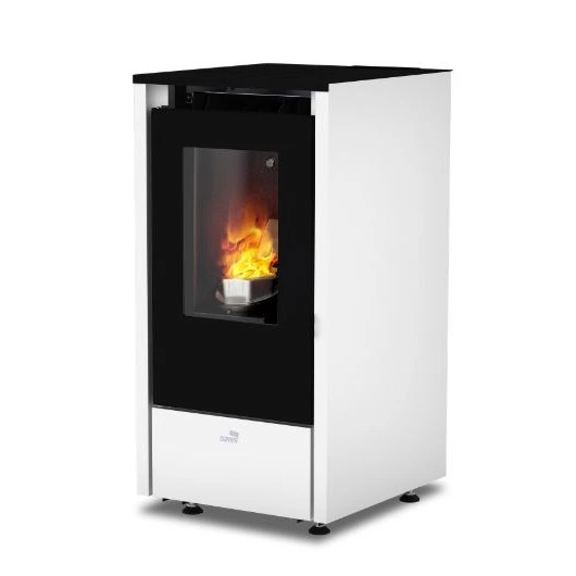 Estufa de pellet Eco Mensa de 6,4 kW en color blanco

