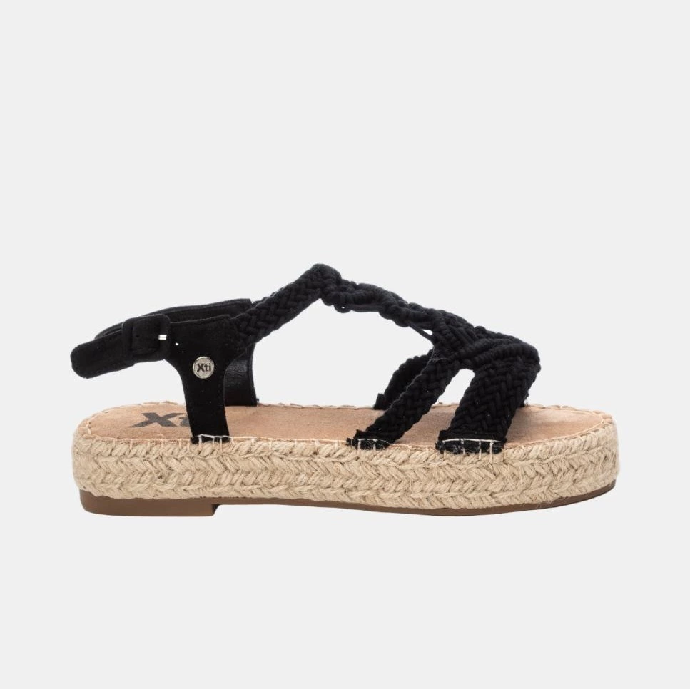 Sandalia señora macramé y plataforma en yute
