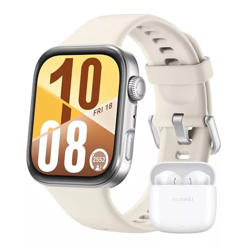 Huawei Watch FIT 4 Smartwatch, + Freebuds SE2 Blanco, 100 Modos de Entrenamiento, Ultrafino, Monitor de Actividad Física, hasta 10 Días de Duración, iOS & Android, Carcasa de Aluminio, Blanco