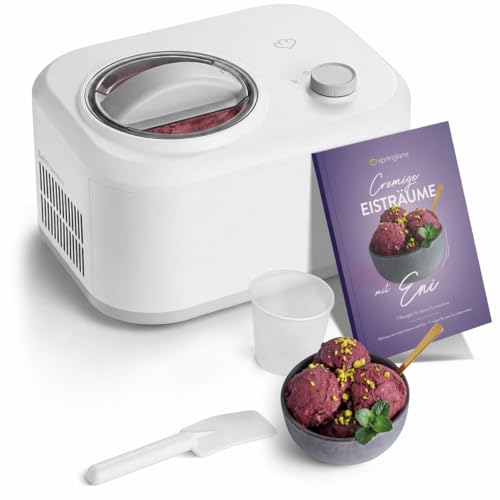 SPRINGLANE Máquina para hacer helados Eni 1 L con compresor autorefrigerante 100 W, máquina para hacer helados con recipiente para hielo extraíble