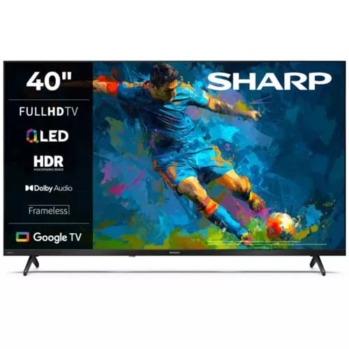 Sharp 40HF3365E - Google TV, 40" FHD, Frameless, 60Hz, QLED, Google Assistant con microfono