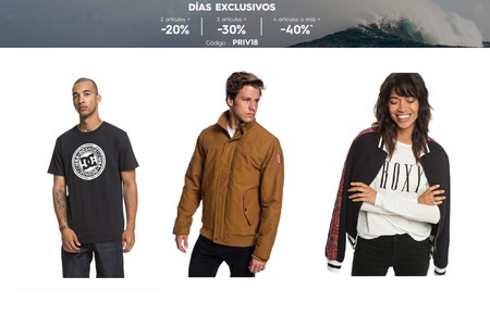 Cupón de descuento para ahorrarnos hasta un 40% en Quiksilver, Roxy y DC Shoes