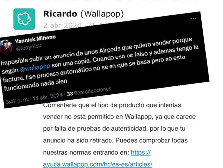 過去 2 週間で、「信頼性の証明の欠如」を理由に Wallapop 上で正規の広告が非公開になったことに関連する苦情が寄せられ始めています。
