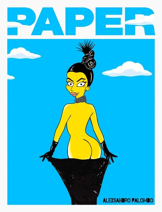 Kim Kardashian West Booty Paper Cover Art By Artist Alexsandro Palombo Icon Iconic Butt Booty Bum Painting Illustration Humor Chic Epic Cartoon 1a