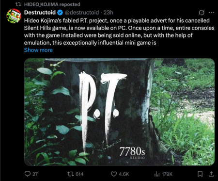 Hideo Kojima Repost P T Pc