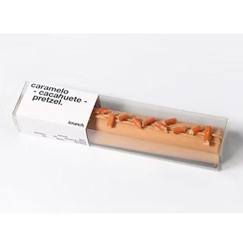 Turrón de caramelo, cacahuete y pretzel, de Icrunch.