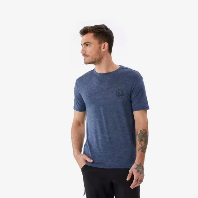 Camiseta de montaña y trekking lana merino Hombre Forclaz Travel 500
