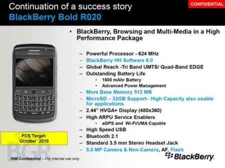 BlackBerry Bold R020, se filtra el documento interno del nuevo Bold