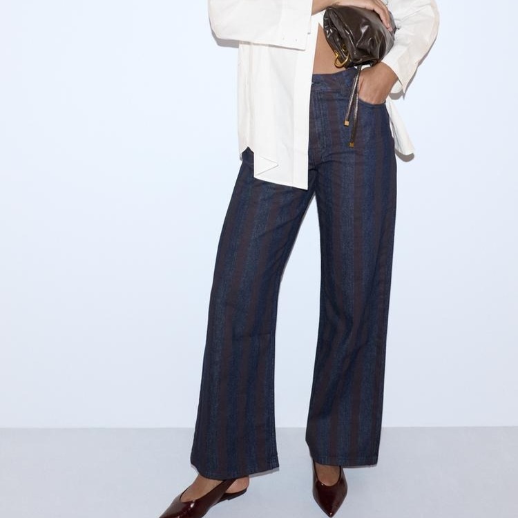 Jean large rayé