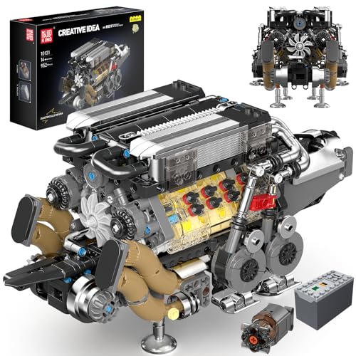 Mould King W16 - Kit de construcción de motor, motor modelo para adultos, mini motor V8 a escala