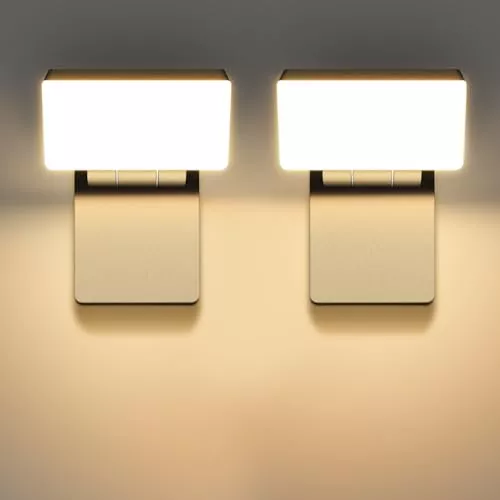 Kingwen 40W LED Aplique Exterior Pared 180 ° Pliegue Rotación 360 °IP65 Impermeable 3000K Lámpara Pared Warm White, Iluminación multiángulo, Adecuado Jardine/Pasillo/Balcone 2 Piezas Negra