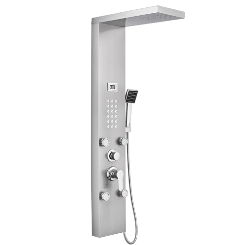 Auralum Columna Ducha, Columna Ducha Hidromasaje 4 Función con Pantalla LCD