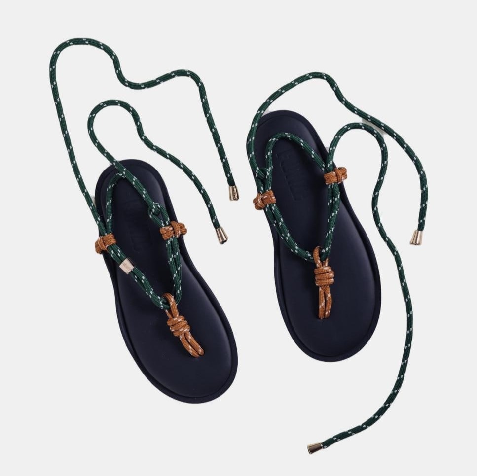 Sandalia cuerdas mujer Verde militar Flòwze

