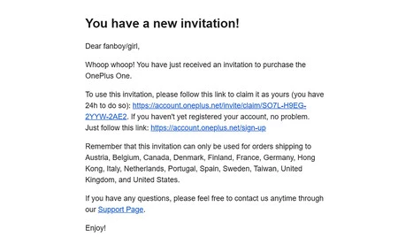 Hace justo doce años recibía esta invitación en el correo para comprar mi OnePlus One