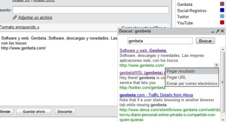Gmail nos permite hacer búsquedas web sin abandonar la redacción de un correo