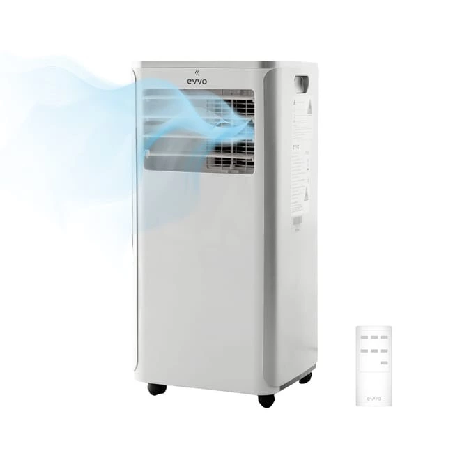 EVVO Aire Acondicionado Portatil 3 in 1 Clima P9, silencioso, 9.000 BTU, con Mando a Distancia, Superficie 20m2, Clase energética A, Blanco