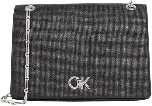 Calvin Klein Bolso bandolera Mujer Medium con cadena, Negro (Ck Black), Talla Única