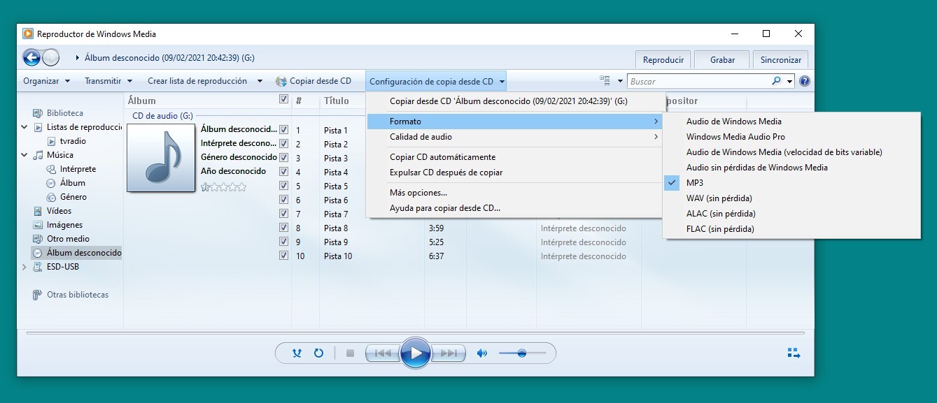 Cómo convertir canciones a MP3 en Windows 10