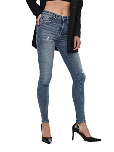 Only Onlpower Life Mid Push Sk Dt Rea264 Noos Jeans, Medium Blue Denim, L / 32L Mujer