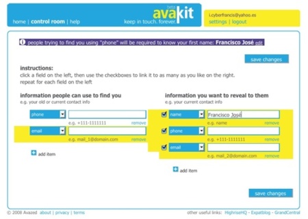 Avakit, ofreciendo nuestros datos de contacto partiendo de otros datos