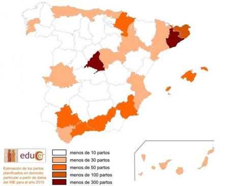 El mapa del parto en casa en España