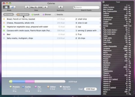 Calories, un programa para contar calorías en nuestro Mac