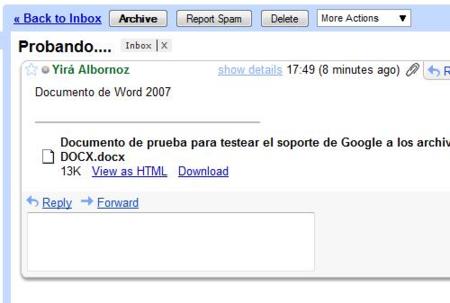 Soporte para documentos OOXML en Gmail y Google Search