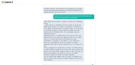 彼にスペイン語で応答してもらおうとすると、非常に基本的な文法エラーが発生し、複数の言語が混在してしまいます。