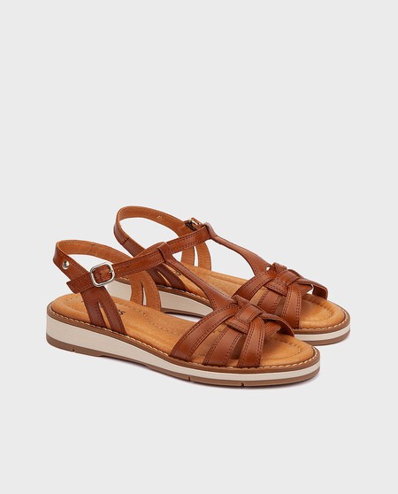 sandalias planas piel
