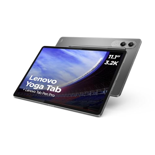 Lenovo Yoga Tab – Tablet 11.1" 3.2K (Qualcomm Snapdragon 8 Gen 3, 12 GB RAM, 256 GB UFS 4.0, 144 Hz, 4 Altavoces, Wi-Fi 7, Bluetooth 5.4, USB-C, Android 15) Color Luna Grey – Incluye Tab Pen Pro