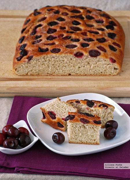 Schiacciata de cerezas. Receta de panadería