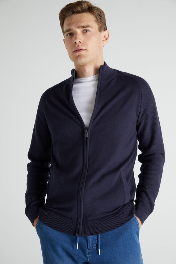 Cárdigan cremallera algodón cuello alto