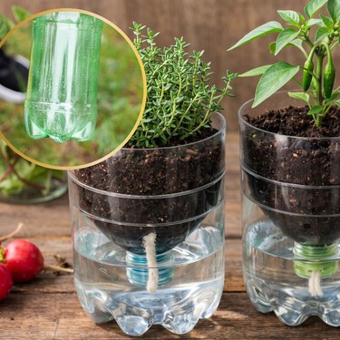 3 ideas para aprovechar la parte inferior de una botella de plástico en casa: puedes hacer macetas para tus plantas 