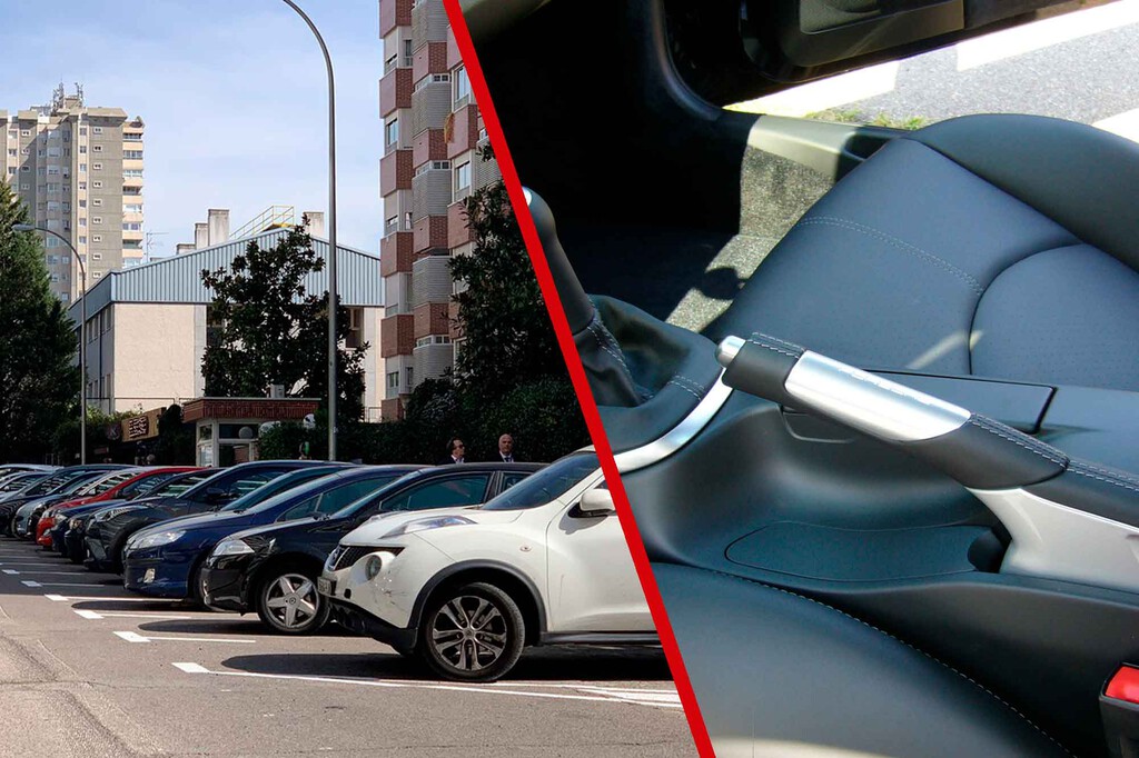 En segunda fila, sin freno de mano y con una piedra: es la única manera de aparcar en algunos barrios de Sevilla porque literalmente los coches no caben