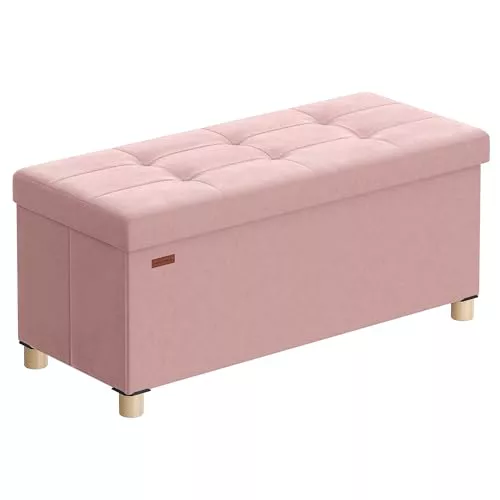 SONGMICS Puff Almacenaje, Banco Plegable, 76 x 38 x 38 cm, 77 L