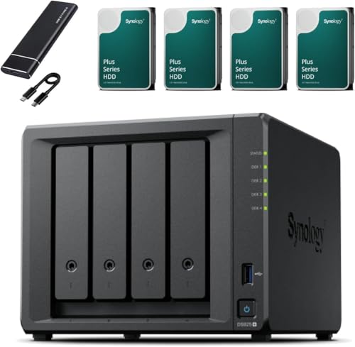 Synology DS925+ NAS Server Pack de 4 bahías (8 GB de RAM, 48 TB HDD) 