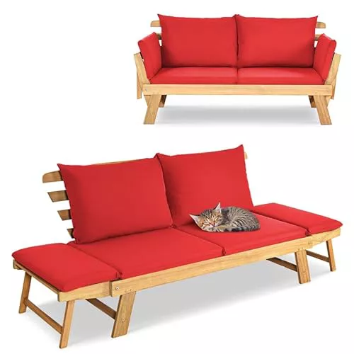 GIANTEX Sofá Cama Plegable de 2 Plazas con Cojines