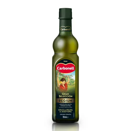 Carbonell - Gran Selección Regium Aceite de Oliva Virgen Extra, Origen España, Sabor Frutado y Delicado, Ideal para Uso en Frío, Ensaladas y Salsas - Botella de Vidrio de 750 ml