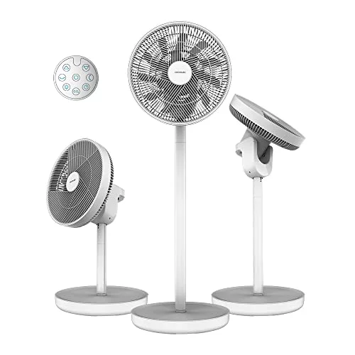 Cecotec Ventilador de Batería EnergySilence 2600 Sunflower Portable. 3 en 1, 22 W, Motor BLDC, Diámetro 13”, Batería de 2600 mAh, Pantalla LED, Control Remoto, Control Táctil y Oscilación