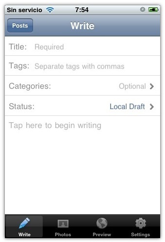 Liberada la aplicación para gestionar Wordpress desde el iPhone e iPod Touch nativamente
