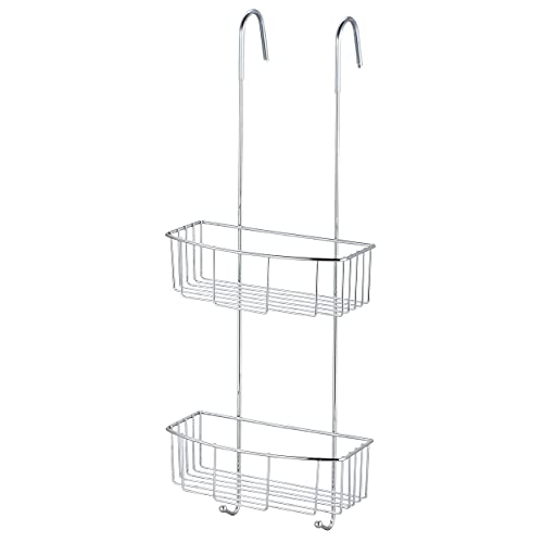MSV Estantería de ducha para colgar, cromada, dimensiones: 60 x 19 x 23 cm, estante de ducha para colgar en cabinas de ducha, fácil fijación sin taladrar en la pared de cristal.
